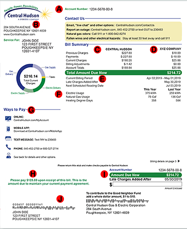 Central Hudson Energy Example Bill Page 1