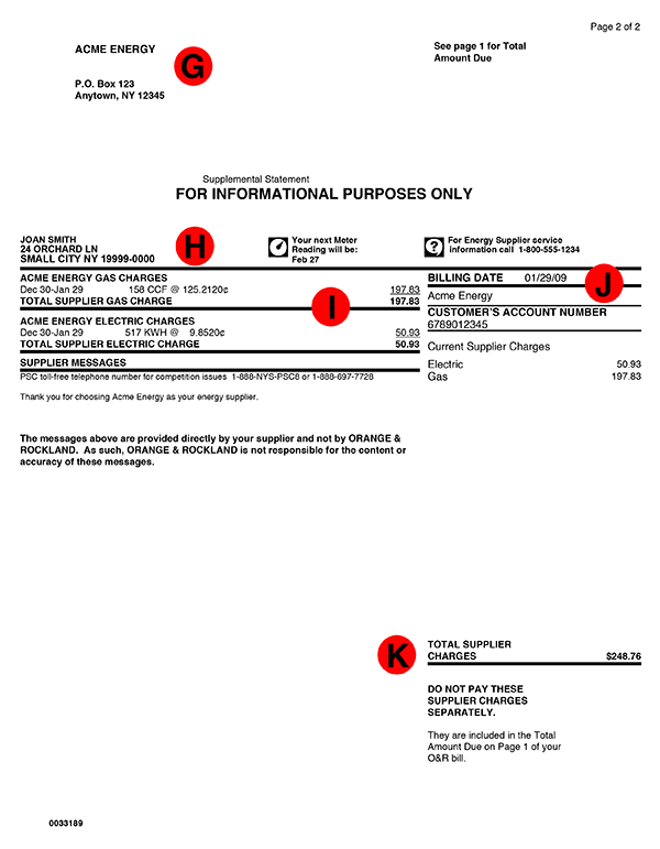 Orange and Rockland Energy Example Bill Page 2