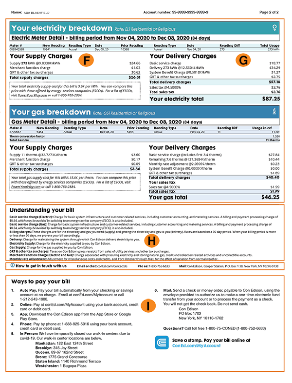 Con Ed Energy Example Bill Page 2
